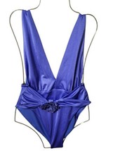 Agua Bendita Ina Embellished Flower Plunge V-Neck One Piece Swimsuit L P... - $119.95