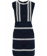 ALBERTA FERRETTI Grosgrain &amp; Guipure Lace Mini Dress Navy Sz IT42/US6 $1780 - $822.30 CAD