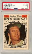 1961 Topps Mickey Mantle All-Star #578 PSA 6 P1354 - £623.23 GBP