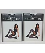 2x Olivia + Joy New York Women&#39;s Pantyhose All in One/over the knee Blac... - $24.74