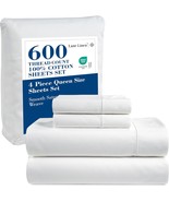 Lane Linen 600 Tc 100% Cotton White Queen Size Sheet Set, Hotel Like Lux... - $77.94