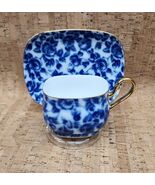 ROYAL DANUBE #1866 Calico Porcelain Tea Coffee Cup &amp; Saucer Blue Roses G... - $102.98 CAD