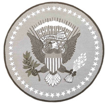 US Logo Flag 6&#39;x6&#39; Grey Round Eagle Pluribus President Style Handmade Wool Rugs - £159.96 GBP