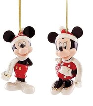 Lenox Disney 2021 Mickey &amp; Minnie Figurine Ornament Set Mouse Winter Out... - $96.00