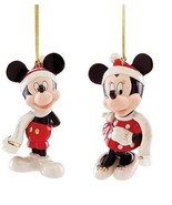 Lenox Disney 2021 Mickey &amp; Minnie Figurine Ornament Set Mouse Winter Out... - £76.07 GBP