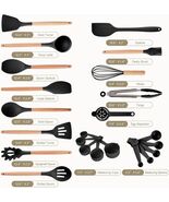 34 Pcs Non-Stick Kitchen Utensil Set with Holder Wooden Handle Silicone ... - $27.71