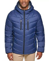 Club Room Men&#39;s Chevron Quilted Hooded Puffer Jacket in Navy-XL - $39.99