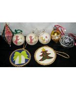 Vintage Christmas Ornaments Lot Of 8 Glass Stencil, Holly Hobby, Felt, S... - $20.95 CAD