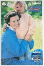 Patons Family Knits #648 Knitting Pattern Kids Adult Unisex Sweater Vintage 1990 - $8.44