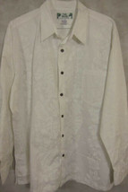 NEW Two Palms White Floral Cotton Hawaiian Wedding Long Sleeve Shirt XL 18.5x37 - £37.06 GBP