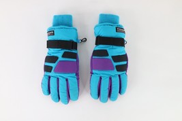 Vintage 90s Streetwear Distressed Color Block Insulated Winter Gloves Te... - £31.10 GBP