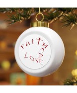 Christmas Ball Ornament &quot;Faith Hope Love&quot; with a Tree or Bells on back - $311.03 MXN