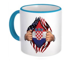 Croatia : Gift Mug Flag USA American Chest Croatian Expat Country - $15.90
