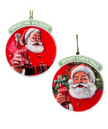 Coca-Cola 3-D Printed Santa Christmas Round Ornaments Pack Multi-Color - £15.69 GBP