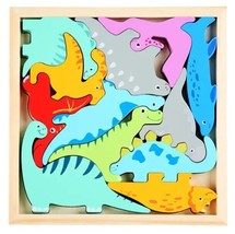 Melissa And Doug Style Montessori Children&#39;s 3D Wood Dinosaur Puzzle Toy - £5.43 GBP