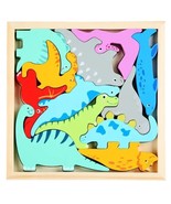 Melissa And Doug Style Montessori Children&#39;s 3D Wood Dinosaur Puzzle Toy - £5.38 GBP