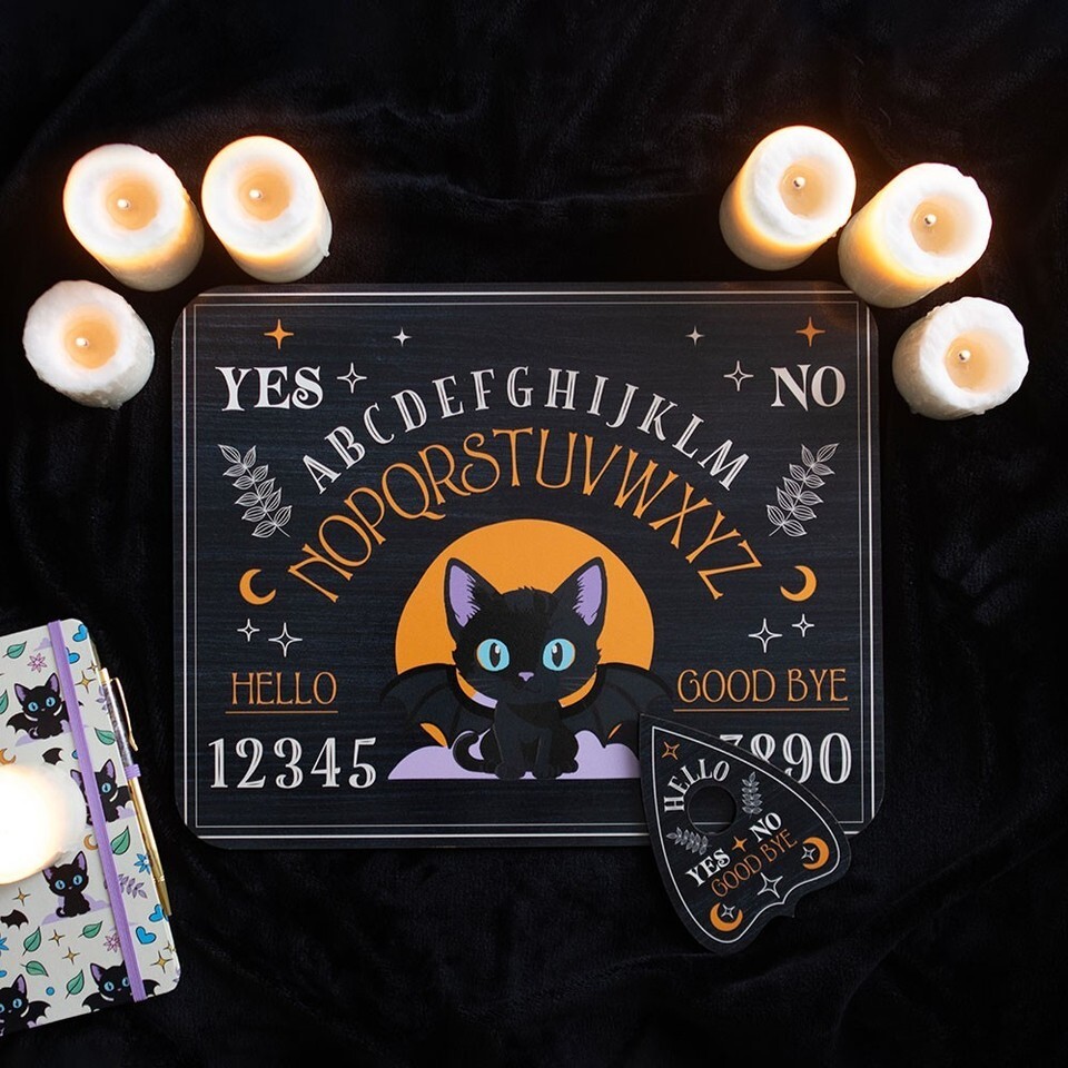 Cute and Creepy Bat Cat Talking Board - Gothic Kawaii Spirit Board with Planchet Item image 3
