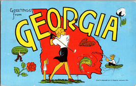 Large Letter Greetings froms Georgia  Linen Vintage Postcard (B9) - £5.11 GBP