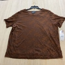 Vintage Carole Little II Brown Lace Short Sleeve Made In USA Top Size 1X New  - £34.23 GBP