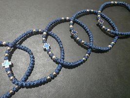 Blue thin Christian religious bracelet, handmade komboskini beads decora... - $9.99