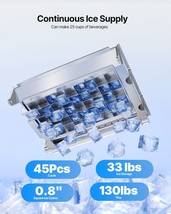 Commercial Ice Maker 130Lbs/24H Ice Machine 33Lbs Storage Bar Restaurant - $8,372.75 MXN