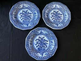 set of 3 antique chinese porcelain plates. Marked with characters bottom - $129.00