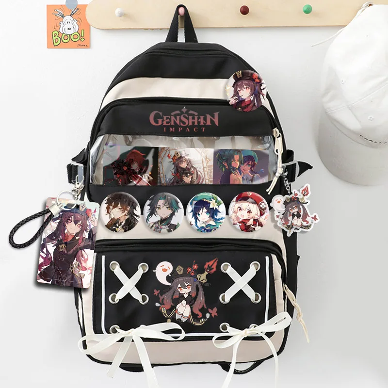 Fashion Genshin Impact Backpack Students Book School Bag Kawaii Girls Boys - £36.82 GBP