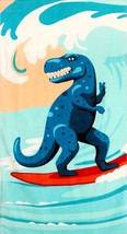 Dinosaur Surfing Beach Towel measures 28 x 60 inches - $16.78