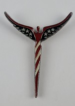 Lavaggi Angel Brooch Pin Red White Blue Stars USA Flag Patriotic Sterling Silver - £21.79 GBP