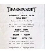 1952 London Earls Court Motor Expo Thornycroft Advertisement Sphere Impo... - €17,16 EUR