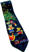Christmas Tree Teddy Bears Trains Presents Starry Night Novelty Tie - $12.47