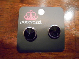 Paparazzi Earrings (new) THE GRAND PRIX - black/silver - £6.41 GBP