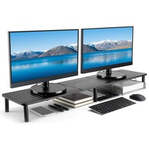 Large Dual Monitor Stand Riser, Adjustable Legs, 39&quot; X 9.25&quot; X 5.5&quot; Max ... - £35.97 GBP