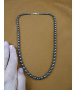 v489-10) 23&quot; Black Hematite Iron oxide 9x6 rice bead Gem beaded Necklace... - $42.50 CAD