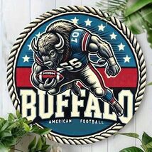 Buffalo Bills Football Vintage Logo Poster Metal Round 8x8in Sign Old New G - $34.67 CAD