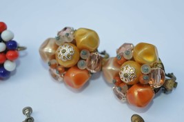 VTG 1950&#39;s Mid Century earrings**Pink Rose Glass**Multi Color Glass beads etc - £12.41 GBP