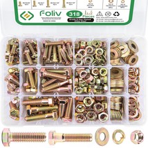 Foliv 318Pcs Grade 8 Heavy Duty Nuts And Bolts Assortment Kit, - $44.99