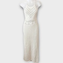 BOHO cream crochet open knit beach coverup dress resort travel size small - $45.00