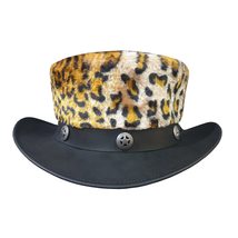 Leopard Fur Leather Top Hat - £228.52 GBP