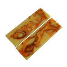 5 Inch Orange Amber Mix Pearl Acrylic Handle Scales Set Pair for Making Knife Kn - £12.77 GBP