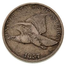 1857 1C Flying Eagle Cent in Fine Condition, Brown Color, Nice Detail fo... - $74.24