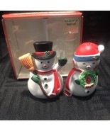 vintage McCrory 1986 Mr and Mrs Snowmen salt and pepper shakers  - £9.48 GBP