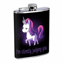 Judging Unicorn Em1 Flask 8oz Stainless Steel Hip Drinking Whiskey - £11.82 GBP