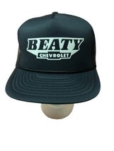 Vintage Foam Trucker Hat Black Beaty Chervrolet Chevy Mesh Snap Back Cap - £25.54 GBP