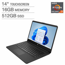 HP 14&quot; Touchscreen Laptop - AMD Ryzen 7 5700U - Windows 11 - Black - £508.18 GBP