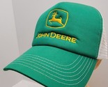John Deere White Mesh Snap Back Green Trucker Snapback Foam Hat Embroidered - $14.84