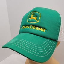 John Deere White Mesh Snap Back Green Trucker Snapback Foam Hat Embroidered - £11.60 GBP