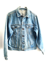 Vtg Steel Denim Trucker Jean Jacket Grunge Sz S 42 USA 70&#39;s Memorial Pat... - $56.05