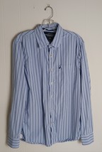 Vintage American Eagle Blue Stripe Long Sleeve Button Up Shirt Mens Size L - $302.90 MXN