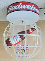 Budweiser Beer 1996 USA Olympic Globe Rotating Lighted Sign Huge  - $396.00